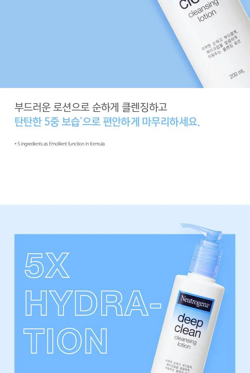 [재구매율1위/보들촉촉밀크] 뉴트로지나 딥클린 클렌징 로션 (클렌징밀크) 200ml 상세페이지 3